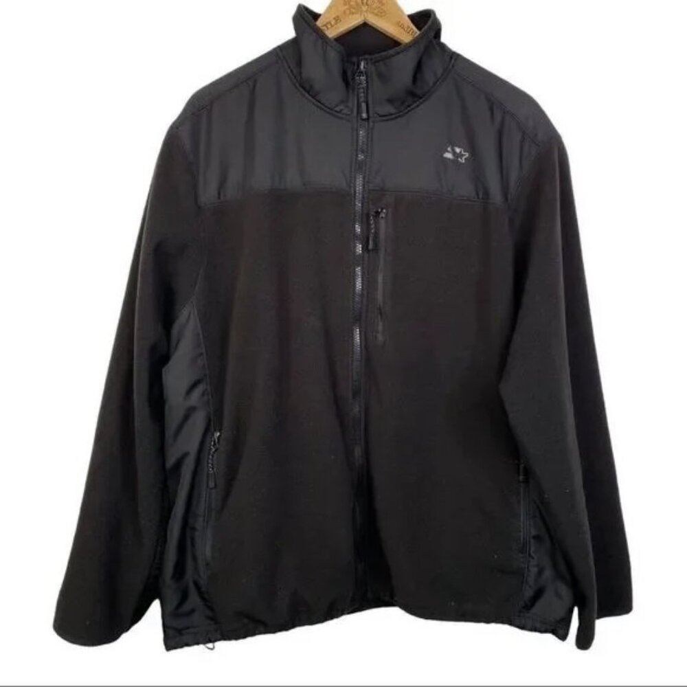 STARTER MEN'S BLACK FLEECE ZIP FRONT JACKET SIZE LARGE
